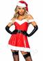 Leg Avenue Naughty Santa Off The Shoulder Vinyl Dress With Tie Back Halter Straps, Belt And Santa Hat (3 Pieces) - Medium - Red/white