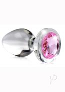 Booty Sparks Pink Gem Glass Anal Plug - Small - Pink